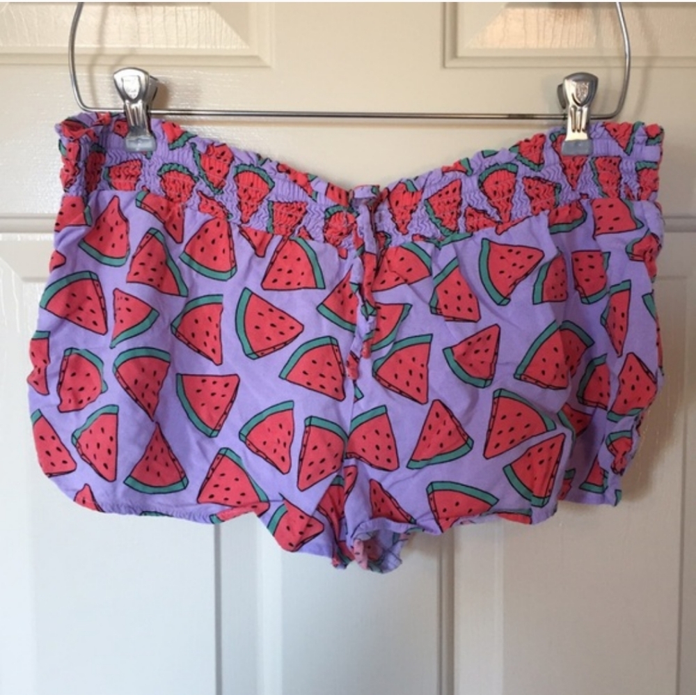 SO Watermelon Pajama Shorts Sleeping Boxer Fluttery Flowy Lightweight 100% Rayon
